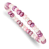 Curata Multi-Colored Cultured 6-7mm Pearl White Lavender Rose Stretch Bracelet