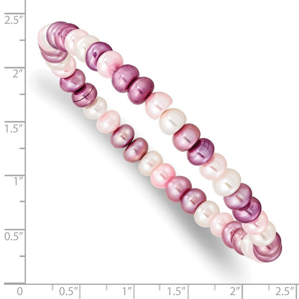 Curata Multi-Colored Cultured 6-7mm Pearl White Lavender Rose Stretch Bracelet