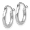 Curata Solid 10k White Gold 2x12mm Polished Classic Tube Hoop Earrings