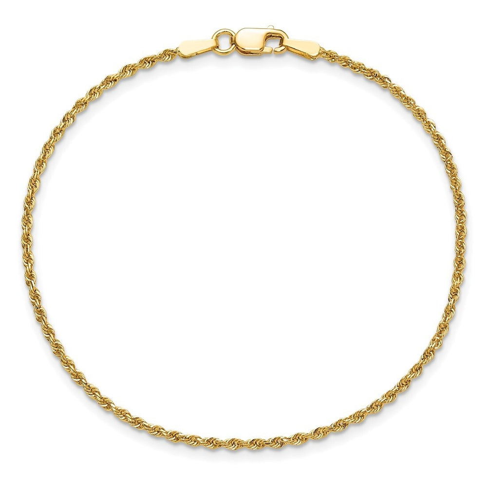 Curata Solid 10k Yellow Gold 7" or 8" 1.5mm Diamond-cut Rope Chain Bracelet (Lobster)