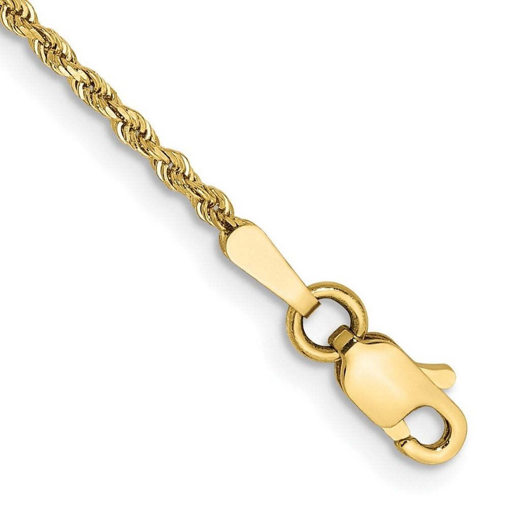 Curata Solid 10k Yellow Gold 7" or 8" 1.5mm Diamond-cut Rope Chain Bracelet (Lobster)