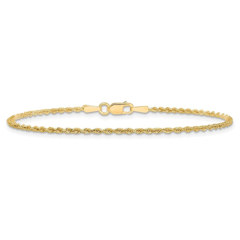 Curata Solid 10k Yellow Gold 7" or 8" 1.5mm Diamond-cut Rope Chain Bracelet (Lobster)