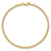 Curata Solid 10k Yellow Gold 7" or 8" 2.5mm Semi-Solid Curb Link Bracelet (Lobster)