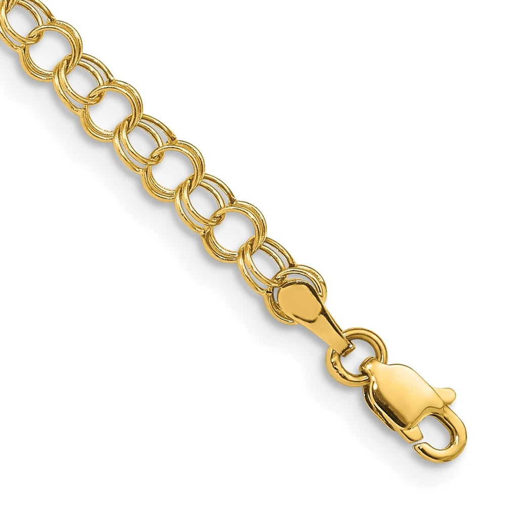 Curata Solid 10k Yellow Gold 7" or 8" 4mm Double Link Charm Bracelet (Lobster)