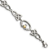 Curata Stainless Steel 7.75" Yellow IP Plated Irish Celtic Bracelet