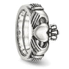 Curata Stainless Steel Antiqued Celtic Claddagh Ring for Women