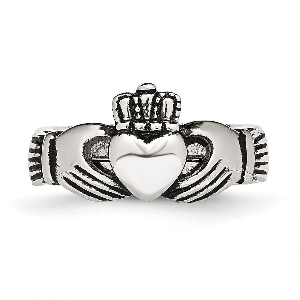 Curata Stainless Steel Antiqued Celtic Claddagh Ring for Women