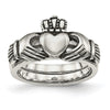 Curata Stainless Steel Antiqued Celtic Claddagh Ring for Women