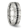 Curata Stainless Steel Mens 7.5mm Brushed Black Cubic Zirconia Hammered Ring