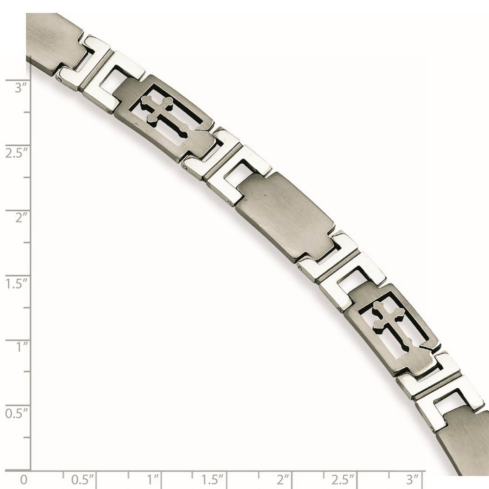 Curata Stainless Steel Mens 8.5" Fold over Engravable Cross Link Bracelet