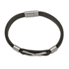 Curata Stainless Steel Mens 9.2mm 8" Infinity Symbol Black Leather Bracelet