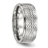 Curata Stainless Steel Mens 9mm Ridged Edge Diamond-cut Wedding Band