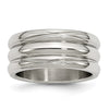 Curata Stainless Steel Mens Polished 10mm Grooved Wide Band Ring