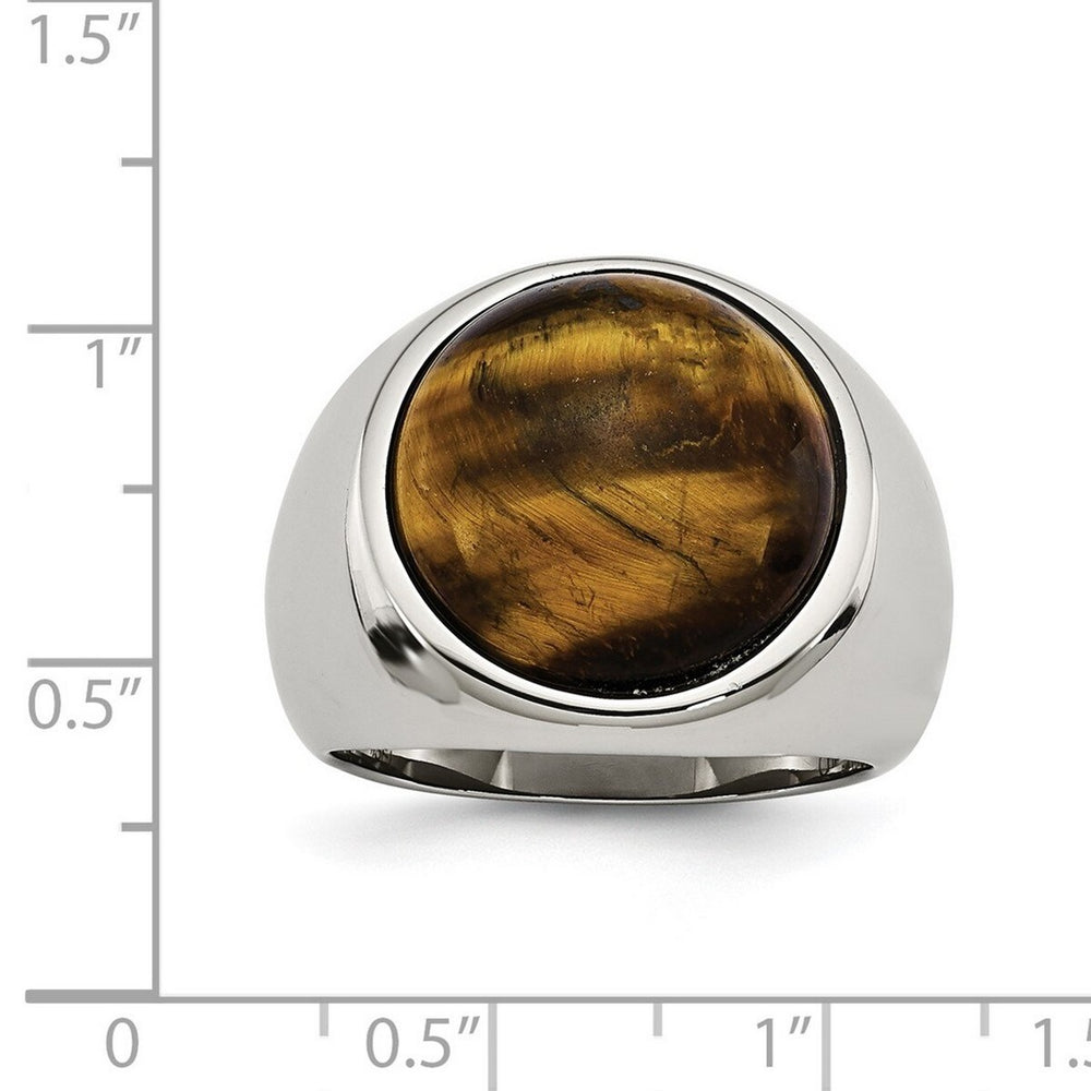 Curata Stainless Steel Mens Polished 4mm Tigers Eye Ring