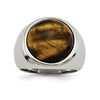 Curata Stainless Steel Mens Polished 4mm Tigers Eye Ring