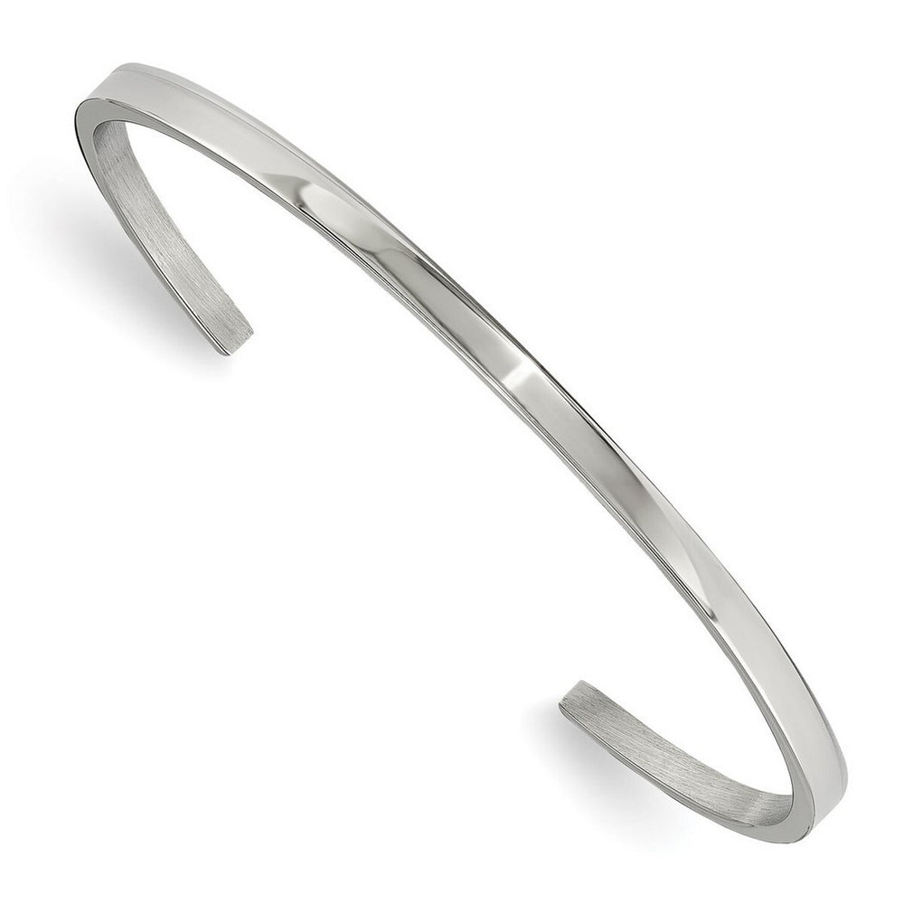 Curata Stainless Steel Polished 3mm Cuff Stackable Bangle Bracelet