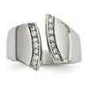 Curata Stainless Steel Polished Cubic Zirconia Modern Cuff Ring