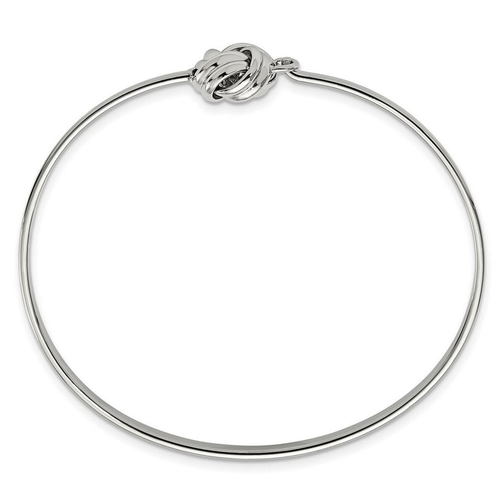 Curata Stainless Steel Polished Hook Love Knot Bangle Bracelet