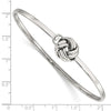 Curata Stainless Steel Polished Hook Love Knot Bangle Bracelet