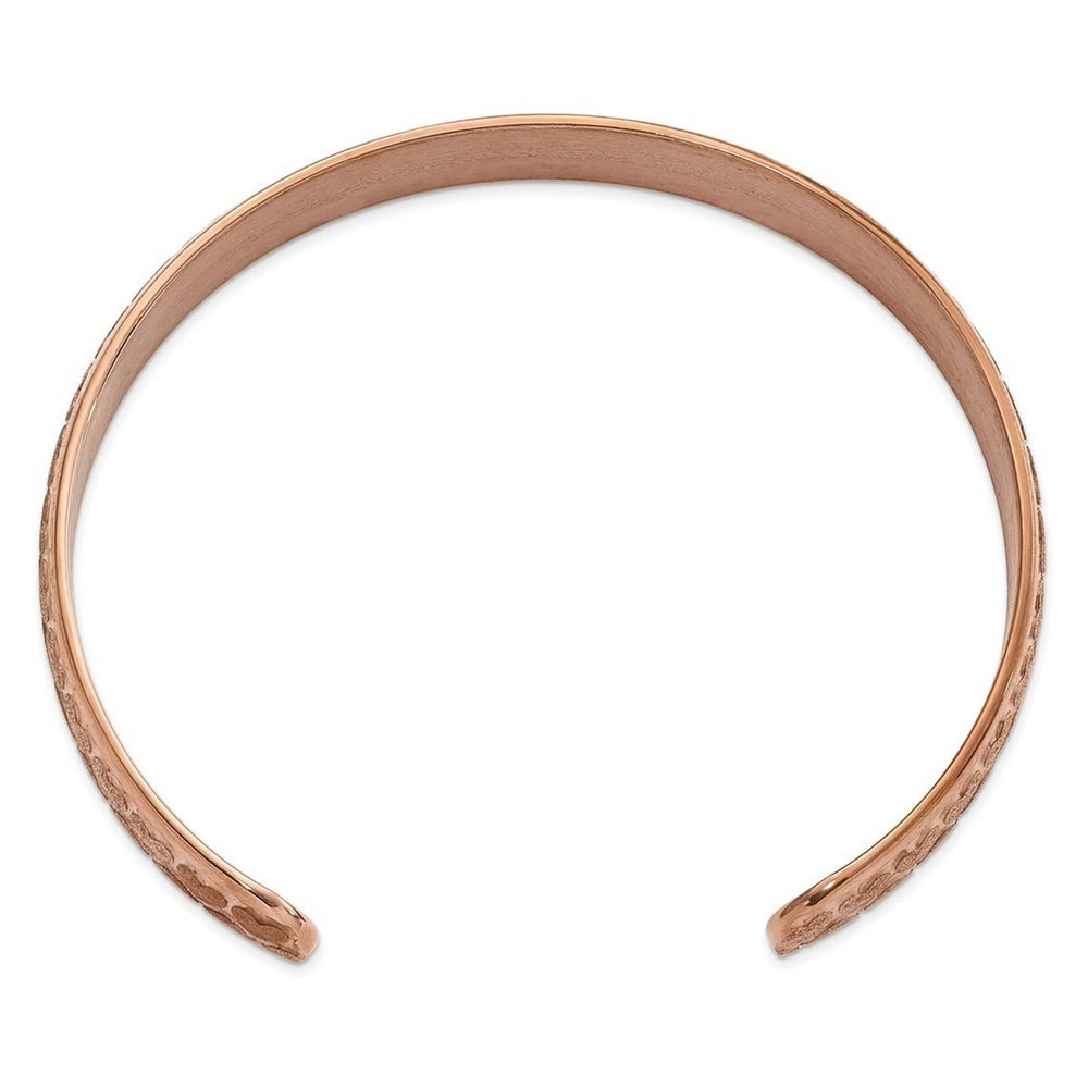 Curata Stainless Steel Polished Laser cut Rose Gold 10mm Cuff Bangle Bracelet