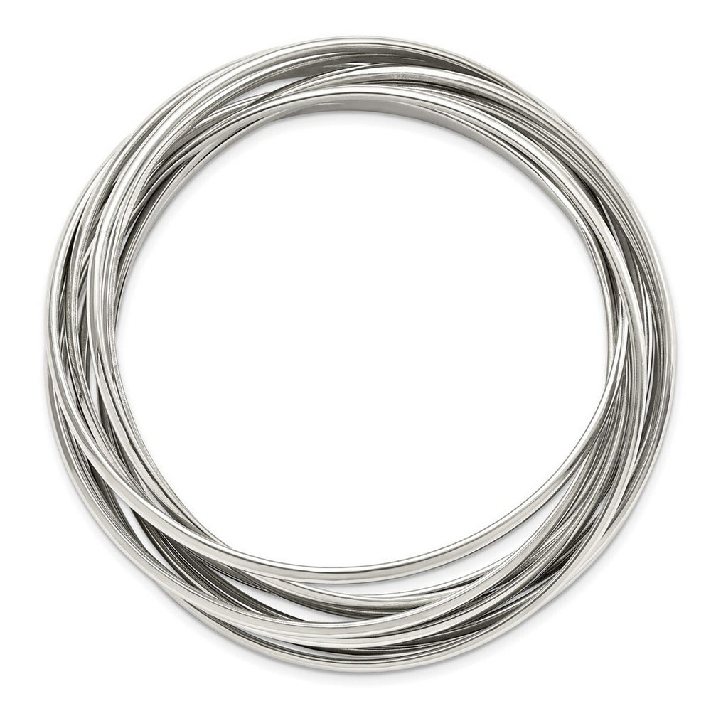 Curata Stainless Steel Slip-On Polished 9 Strand Intertwined Bangle Bracelet