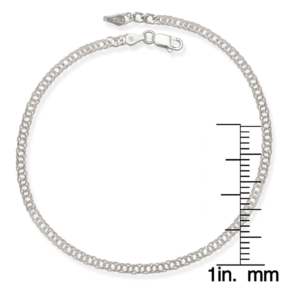 Curata Sterling Silver 10-Inch 3mm Rombo Chain Anklet - White