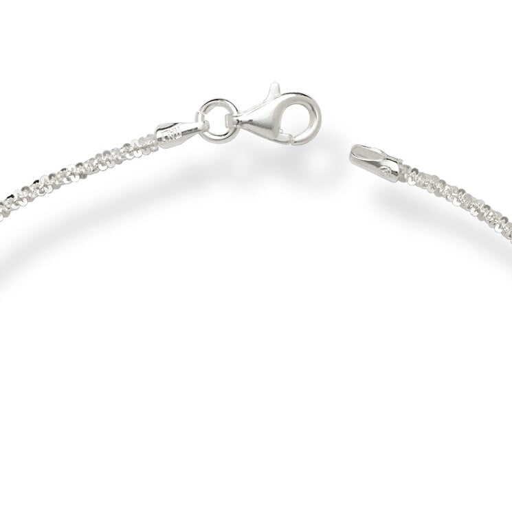 Curata Sterling Silver Italian 10-inch Sparking 2mm Margherita Chain Anklet - White