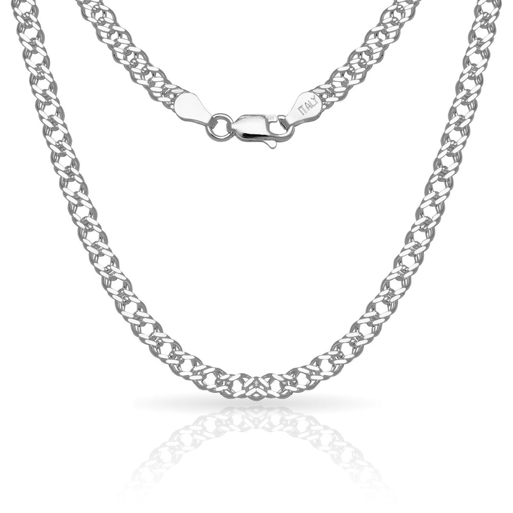 Curata Sterling Silver Italian 4mm Diamond-cut Rombo Chain Necklace (16