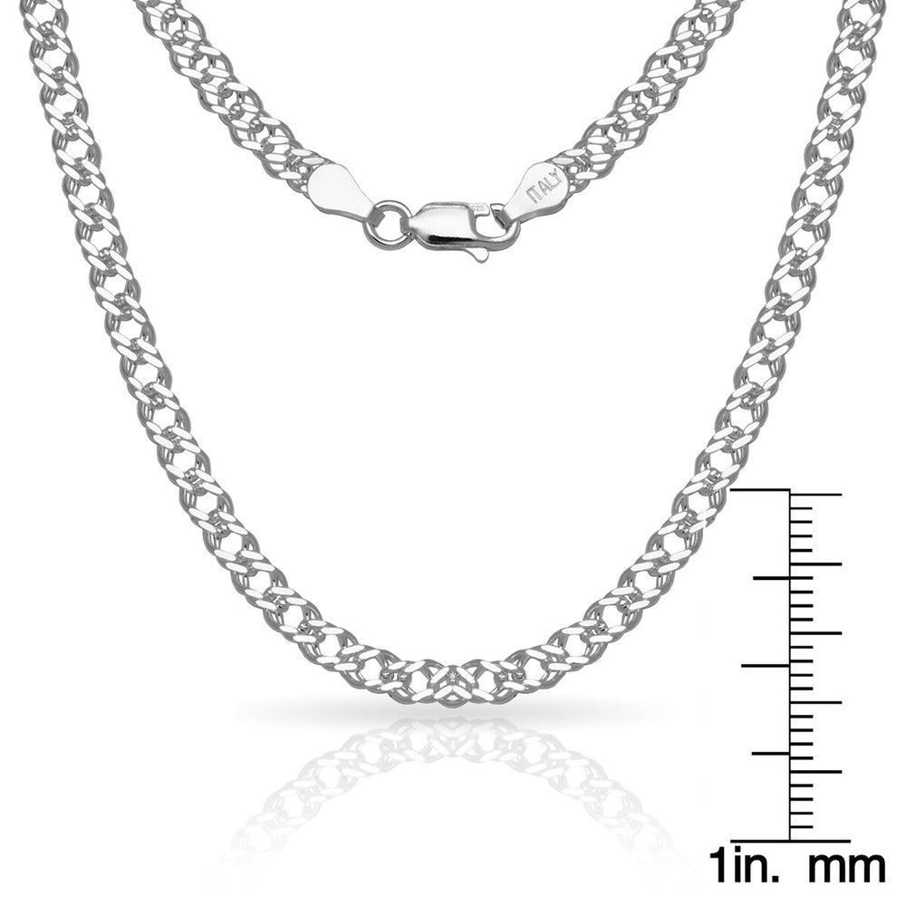 Curata Sterling Silver Italian 4mm Diamond-cut Rombo Chain Necklace (16