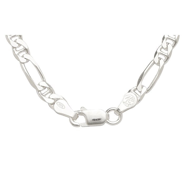 Curata Sterling Silver Italian 4mm Figarucci Chain Necklace - White