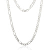 Curata Sterling Silver Italian 4mm Figarucci Chain Necklace - White