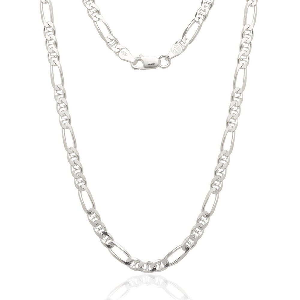 Curata Sterling Silver Italian 4mm Figarucci Chain Necklace - White