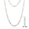 Curata Sterling Silver Italian 4mm Figarucci Chain Necklace - White