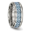 Curata Titanium Mens Polished 8mm Blue Carbon Fiber Inlay Wedding Ring