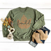 Cursive Fall Leaf Graphic Sweatshirt