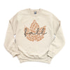 Cursive Fall Leaf Graphic Sweatshirt