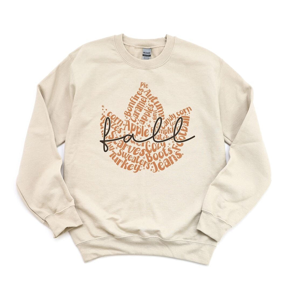 Cursive Fall Leaf Graphic Sweatshirt