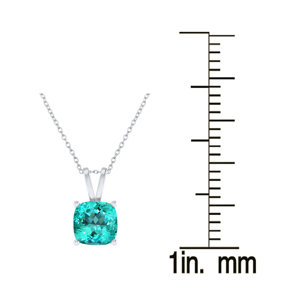 Cushion Cut 2.50Ct Paraiba Tourmaline in Sterling Silver Solitaire Pendant