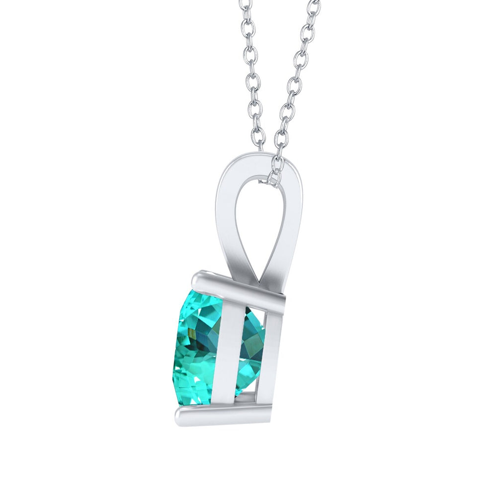 Cushion Cut 2.50Ct Paraiba Tourmaline in Sterling Silver Solitaire Pendant