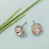 Cushion Cut Crystal Bezel Set Stud Earrings