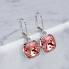 Cushion Cut Crystal Long Leverback Earrings