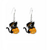 Cute Black Cat Jack-o-lantern Drop Earrings