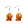 Cute Clay Caramel Dog Earring With Red Bowtie