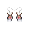 Cute Dog With Reindeer Nose Antlers Drop Earrings