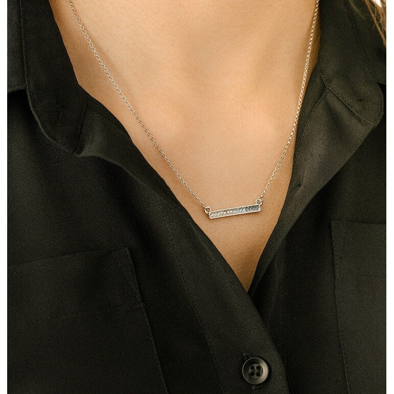 Dainty Crystal Pave Bar Necklace