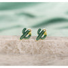 Dainty Green Cactus Stud Earrings