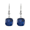 Dangle Earrings Sterling Silver 17.00ct Cushion Cut Blue Sapphire