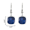 Dangle Earrings Sterling Silver 17.00ct Cushion Cut Blue Sapphire