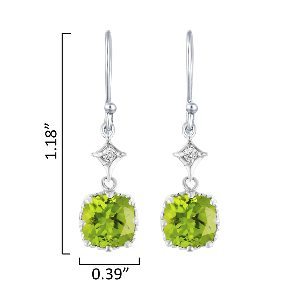 Dangling Earring in Sterling Silver 4.30Ct Natural Peridot and White Topaz