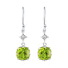 Dangling Earring in Sterling Silver 4.30Ct Natural Peridot and White Topaz